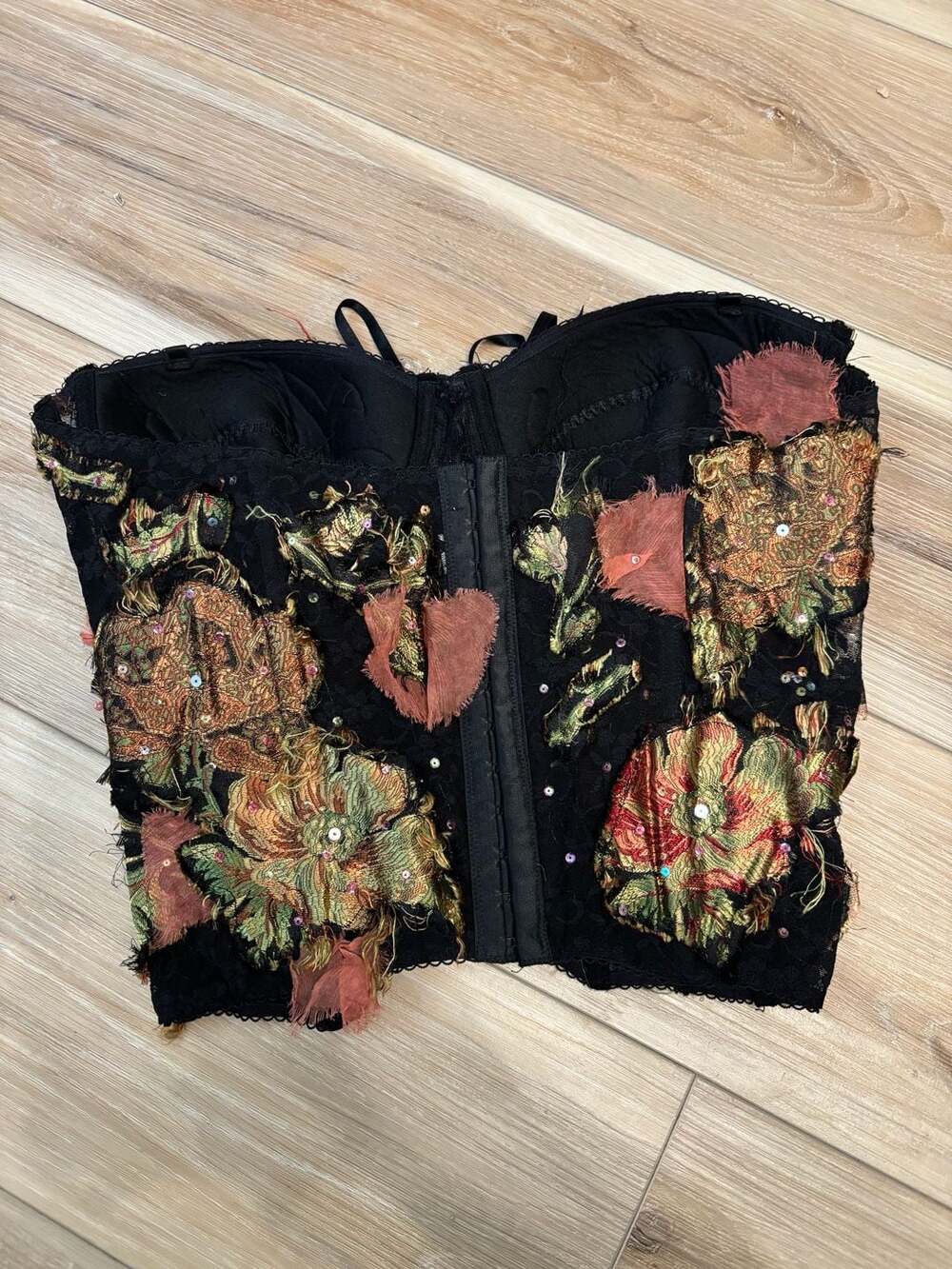 Vintage Alberto Makali Floral Lace and Embroidery Corset Bustier Top Silk Blend - Picture 7 of 10